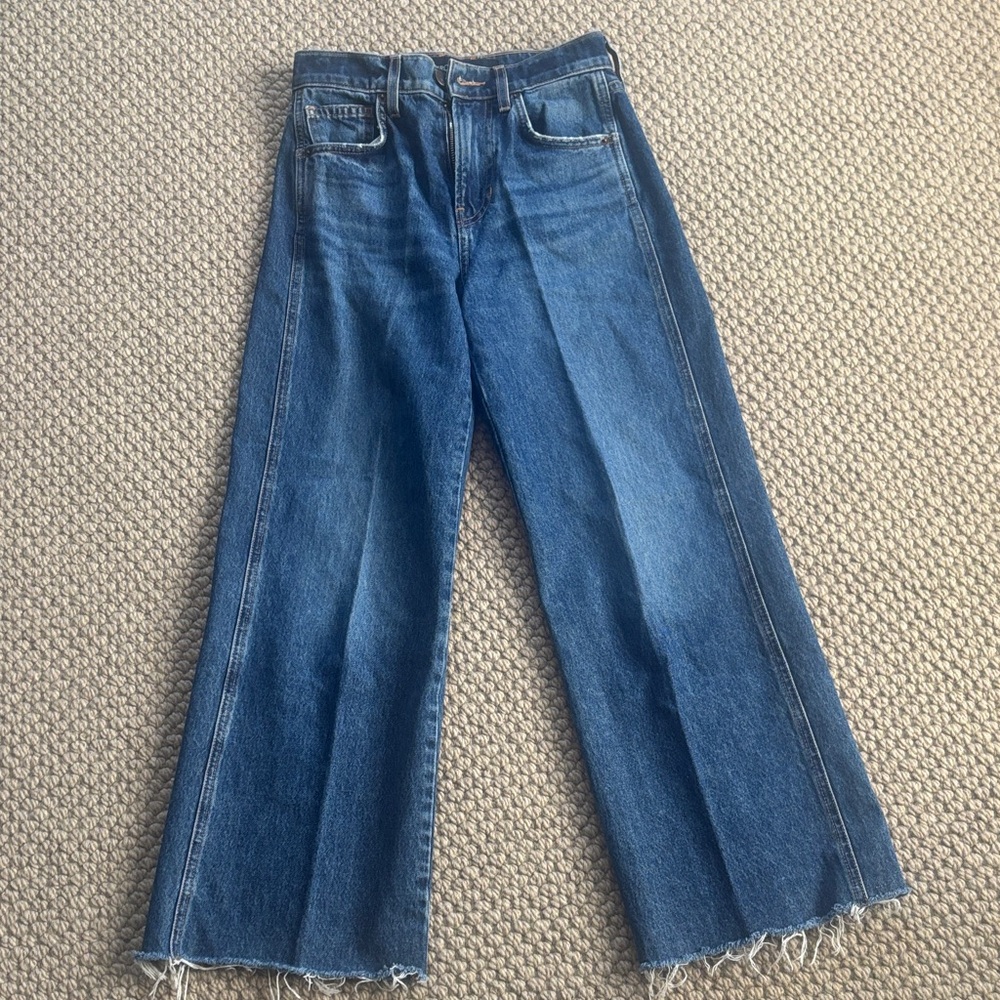 Veronica Beard Taylor Hi Rise Wide Leg Crop